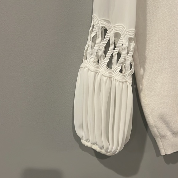 Beautiful white sweater with embellished long sleeves. Good condition. - Picture 3 of 4